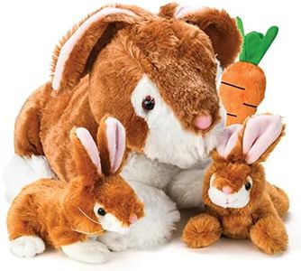 Prextex Soft Plush Bunny Teddy with Zippered Pouch for Little Baby Bunnies - Adorable Toy Rabbit for Kids - Perfect Teddy Gift for Babies