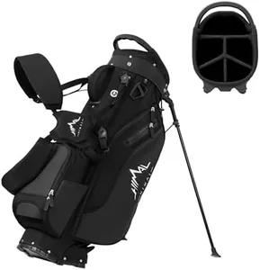 UNIHIMAl 5-Way Golf Stand Bag, Golf Bag for Men & Women with Semi-Concealed Stand, Folding Base and 8 Pockets（Including Magnetic Pocket, Cooler Pocket