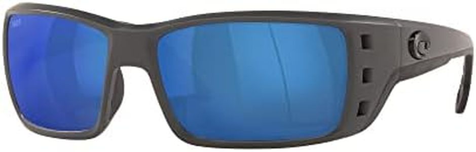 Costa Del Mar Men's Permit Rectangular Sunglasses, Matte Grey/Blue Mirrored Polarized, 62 mm