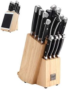 lief + svein German Steel Knife Block Set, 15-Piece Kitchen Knife Sets. German Stainless 1.4116 Steel. Unique Kitchen Knives Set with Ipad Holder. Ideal knife set with block and sharpener.