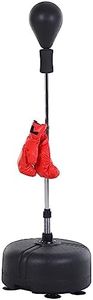 HOMCOM Punching Ball sur Pied réglable en Hauteur 136-154 cm avec Gants et Base de lestage à ventouses Noir