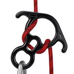 YXGOOD 50KN Rescue Figure, 8 Descender Large Bent-Ear Belaying and Rappelling Gear Belay Device Climbing for Rock Climbing Peak Rescue Aluminum Magnesium Alloy (Black)