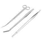 Aquarium Kit Tool Accessories, 3 in 1 Stainless Steel Aquarium Tank Tweezers Scissors Spatula Tool Set (3PCS)