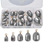 Iron Fishing Weight Set Lure Weights Outdoor Sea Fishing Tackle Sinkers Weight Set 5 Sizes with Storage Box for Anglers Saltwater Freshwater