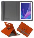 Acm Rotating Leather Flip Case Compatible with Alcatel Tkee Max Tablet Cover Stand Orange