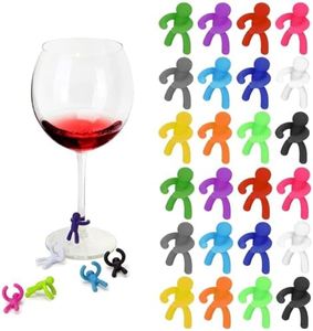 Juego de marcadores de copa de vino para fiestas, identificadores de bebidas de vidrio reutilizables de silicona, marcadores, etiquetas para copas de champán, cócteles, martinis(24Pcs)