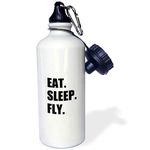 3dRose wb_180404_1 "Eat Sleep Fly - Fun Gifts for Pilots Flight Crew and Frequent Flyers" Sports Water Bottle, 21 oz, Multicolor