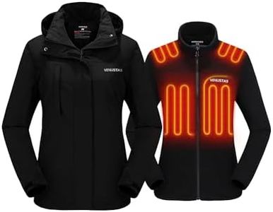 Venustas Heated Jacket for Women, 3 in 1 Winter Jacket with Battery Pack 7.4V, Water Resistant Ski Coat With Hood For Outdoor