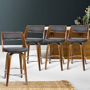 Artiss Bar Stools Stool Set of 4 Swivel Kitchen Counter Barstools Dining Chair Chairs Black in 65cm Seat Height Floor for Home Bar Dining Room Cafe Outdoor Indoor