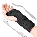 MILAIUN Wrist Support with Metal Splint Stabilizer, Adjustable Wrist Strap for Men Women, Breathable Wrist Support Brace for Arthritis,Tendonitis,Sprained,RSI, Sports Protect, Right Hand (Black-L)