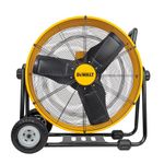 DEWALT DXF2490 High Velocity Fan, Floor Fan, Industrial Fan, 24 Inch Large Electric Metal Rotating Garage Fan with 360° Adjustable Tilt & Large Wheel, Drum Fan for Outdoor, House and Warehouse, Yellow