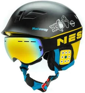 Kids Ski Helmet Snowboard Helmet for Youth and Toddler w/Matching Goggles Age 2-6 Years and 5-12 Years ASTM Certified (Black+Goggles, 20-22in/5-12 Year)