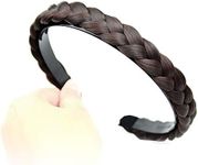 DIGUAN Headband Synthetic Hair Plaited Headband Braid Braided With Teeth Hair Band Accessories for Women Girl Wide 0.6 Inch (Chestnut Brown)