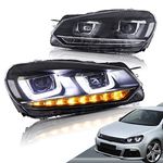 VLAND LED Projector Headlights Fit For Golf 6/MK6 2010-2014, Front Lights with Sequential Turn Signal(NOT FIT GTR, Factory Projector TDI, Factory Projector Models), Bulbs Not Included