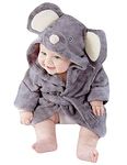 TEDD Boys Bathrobes Unisex Baby Girls Hooded Dressing Gown Fluffy Flannel Cotton Pyjamas Toddler Mouse Animal Printed Nightgown for Kids Age 1-2 Years