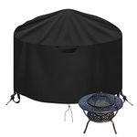 OKPOW Fire Pit Cover Round 36 inch, 600D Heavy Duty Outdoor Firepit Covers Waterproof Windproof Anti-UV,Suitable for 34 inch,35 inch,36 inch Fire Pit/Table, Black