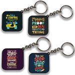 PHONE ANTICS Square Shape Printed Keychain Designer Graphics For Bike Car Home Office Boys Girls Men Women (Pack Of 4) (Life Quotes)