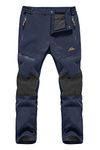 EKLENTSON Winter Trousers Men Waterproof Softshell Fleece Water Resistant Trousers Skiing MTB Fishing Trousers Zipper Pockets Navy,34