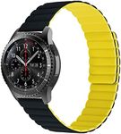 ONELANKS Silicone Magnetic Watch Bands for Apple Watch 42mm 44mm 45mm 49mm, Adjustable Loop Strap with Strong Magnetic Closure for iWatch Ultra Series 8 7 6 5 4 3 2 1 SE, Black Yellow