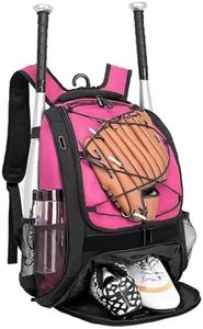 DAFISKY Baseball Bag Softball Backpack - Youth Adult T Ball Bat Equipment Bag with Bat and Helmet Holders, Shoe Compartment and Hook, Pink