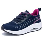 MAFEKE Women Walking Shoes Arch Support Shoes Lightweight Running Gym Air Sneakers for Plantar Fasciitis NavyRose Size 8.5