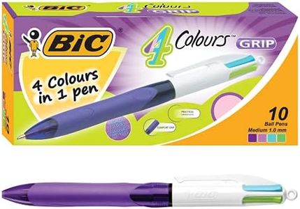 BIC 4 Colours Grip Fashion Retractable Ball Pen Medium Point (1.0 mm) - Box of 10 954305