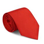 URAQT Men Ties, Classic Men's Solid Satin Neck Tie, Premium Pure Color Necktie with Multiple Colors, Formal Neckties for Men Business Wedding Party Work Tie, 8cm Red