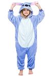 ALANTOP Children Pajamas Cosplay Cartoon Animal Hooded Holiday Onesies Pjs Boys Girls Jumpsuits Sleepwear Kids for 8-9 Years Blue