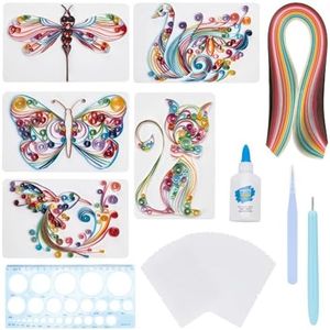 WEBEEDY 20 Sets Paper Quilling Kits for Beginners DIY Lovely Animal Quilling Card Making Kits with 36 Colors Strips, 20 Cards, Paper Quilling Tools and Supplies Home Room Wall Art Decor Creative Gift