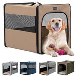 Petsfit Soft Sided Dog Crate, Upgrade Zipper and Strengthen The Seam, to Prevent from Escaping, Dog Crates for Large Dogs 31 Inch Khaki