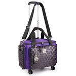 Rolling Sewing Machine Bag with Universal Wheels,Sewing Machine Carrying Case with YKK zipers, Compatible Most Standard Brother, Singer, Bernina, Sewing Machines（Purple）