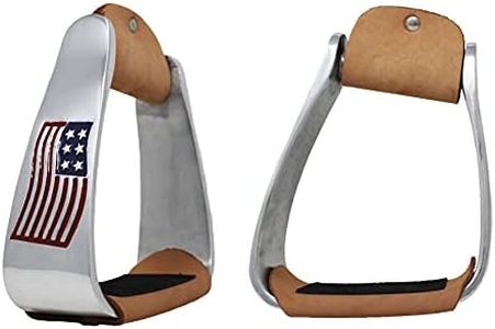 Horse Western Roper Stirrup Saddle Sloped Angled Stirrups Aluminium USA Flag 5199