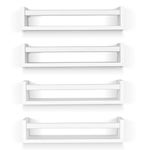 birola Nursery Book Shelves Set of 4,Wall Bookshelves for Kids,Classic White Floating Nursery Shelves for Wall,Baby Safami Nursery Decor(Set of 4 White