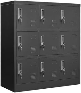IKIMI Metal Lockers for Employees,Office Storage Locker with 9 Doors Black,Employee Locker with Lock and Card Slot,Steel Staff Locker Storage Cabinet for Gym Home School Garage,Assembly Required