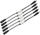 MECCANIXITY LED Strip Dimmer, 12V to 24V 3 Keys Mini Brightness Adjustable Controller Lamp Switch with DC Plugs for Single Color Strips, Black Pack of 5
