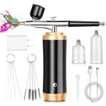 Daakro Nail Airbrush Kit - 30PSI Cordless Airbrush Machine with Rechargeable Battery, 0.3mm Nozzle, 3 Air Pressures, for Nail Art, Makeup, Cake Decor, Barbering (Black)