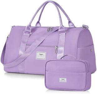 FIORETTO Womens Gym Tote Duffle Bag with Toiletry Bag, Sports Duffel Overnight Hospital Workout Carry on Bag for Girls with Wet Pocket & Shoe Compartment, Ideal for Travel, Swimming, Dance Purple