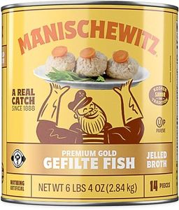 Manischewitz Premium Gold Gefilte Fish, (14 Pieces) in Jelled Broth, No MSG, Kosher for Passover