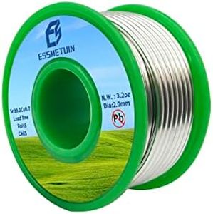 Essmetuin Lead Free Solder Wire(Sn99.3Cu0.7) For Plumbing Solder/Stained Glass/Crafts/Jewelry 217℃ Melting Point 2.0MM No Flux,ROHS (3.2oz)