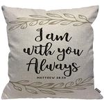 HGOD DESIGNS Cushion Cover Matthew Jesus I Am with You Always Bible Scripture Design,Throw Pillow Case Home Decorative for Men/Women Living Room Bedroom Sofa Chair 18X18 Inch Pillowcase 45X45cm