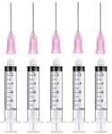 HaBeuniver Ink Filling Syringe, 10ml Luer Lock Syringe with 20Ga Blunt Tip Needle, Great for Fountain Pen and Glue Application, Pack of 5