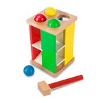 Melissa & Doug Deluxe Pound and Roll Wooden Tower Toy With Hammer, Pound A Ball, Educational Toddler Toys, Wooden Pounding Bench For Ages 2+