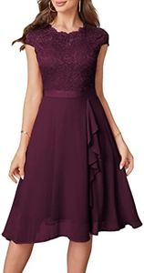 Women's Cocktail Dresses for Women Evening Party, Tea Party Dress for Women 2024 Wedding Guest Dress Prom Semi Formal Dress, Purple, Large