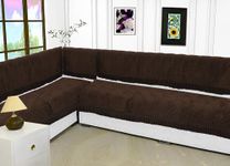 Fashion Throw FauXFur Sofa Cover, For Living Room, Sofa Slipcovers, Furniture Cover (Coffee With Frill, L-Shape (3+2) + Back)