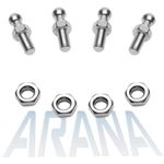 ARANA 10MM Ball Studs with Hardware, 5/16"-18 Thread x 5/8" Long Shank Ball Screws for Gas Struts Shocks Springs Lift Support End Fitting, 4 Pcs Silver