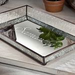 J Devlin Tra 106-1 ET209 Personalized Vintage Glass with Name Jewelry Tray with Mirrored Bottom Monogrammed Decorative Dresser Engraved Vanity Organizer