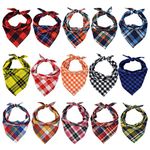 Lee-buty 15pcs Dog Bandanas, Dog Scarf Kerchief Dog Bibs Washable Girl Boy Dog Bandanas Set Cotton Checkered Pet Dog Bandanas Outdoor Dog Fall Bandanas Accessories for Small Dogs Cat Pet