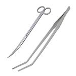 Foodie Puppies 2 in 1 Aquarium Accessories Stainless Steel Tweezers and Scissors Combo - (Shears + Curve Tweezer - Small) for Fish Tank Aquarium Plants, Terrarium Plants, and Aquascaping Accessories