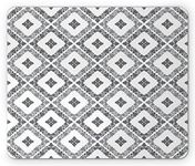 Lunarable Victorian Mouse Pad, Romantic Antique Floral Design in Triangle Forms Image Print, Rectangle Non-Slip Rubber Mousepad, Standard Size, Charcoal Grey