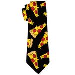 Cubirmin Funny Ties for Men Teen Boys Fashion Novelty Silm Necktie Adjustable Neck Tie for Wedding Party Meeting Outfit, Funny Pizza Food, One Size